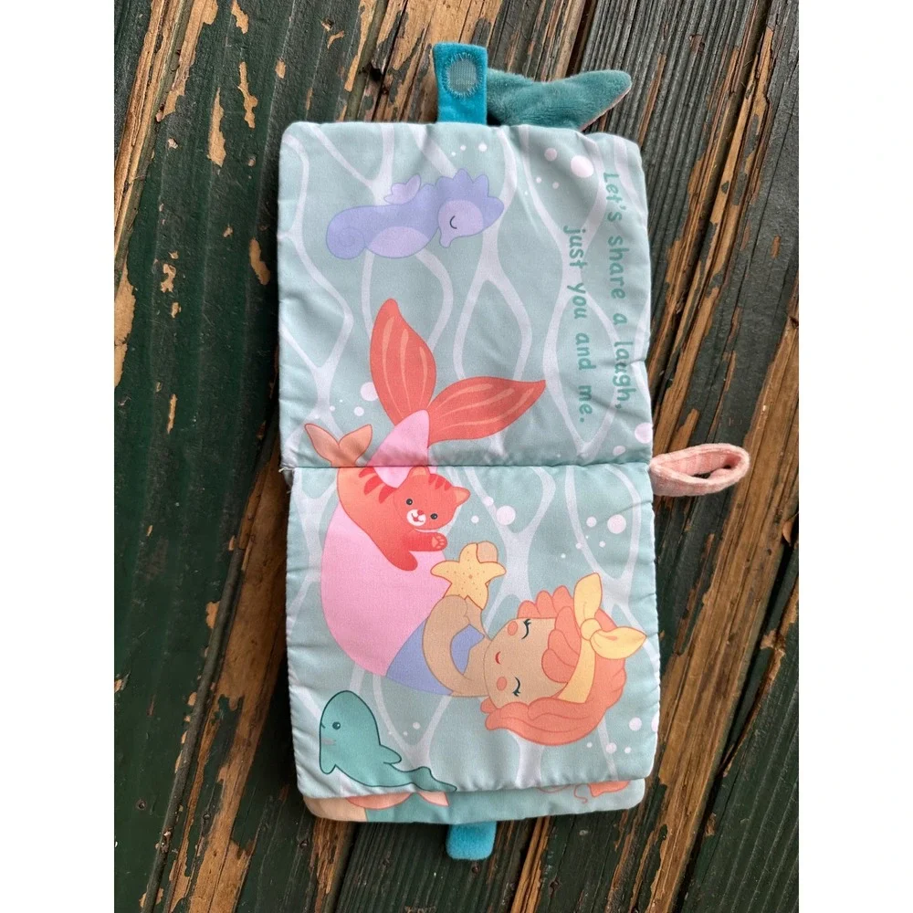 Mary Meyer Mermaid Soft Fabric Crinkle Book Lets a‎ Splash Under the Sea Blue